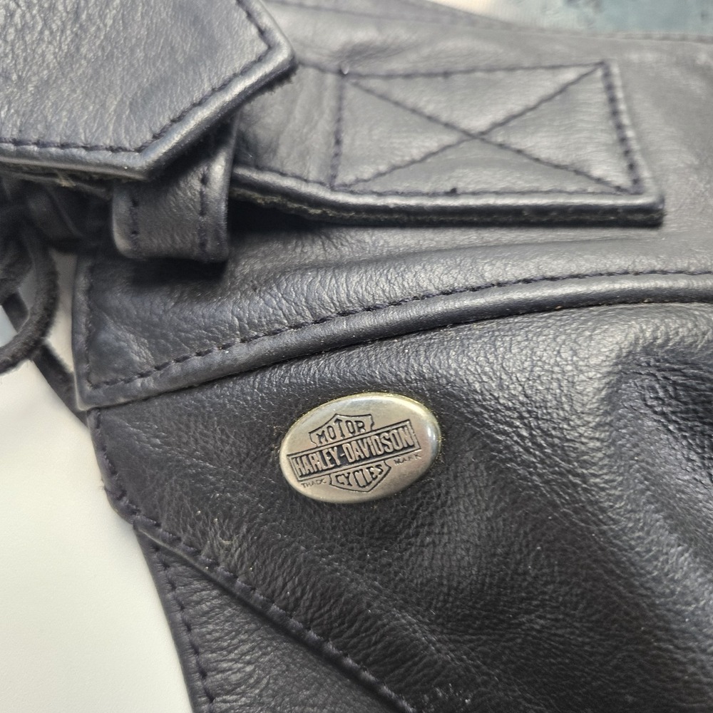 Harley Davidson Leather Chaps  XL Made In USA Black Biker HD - Picture 7 of 16